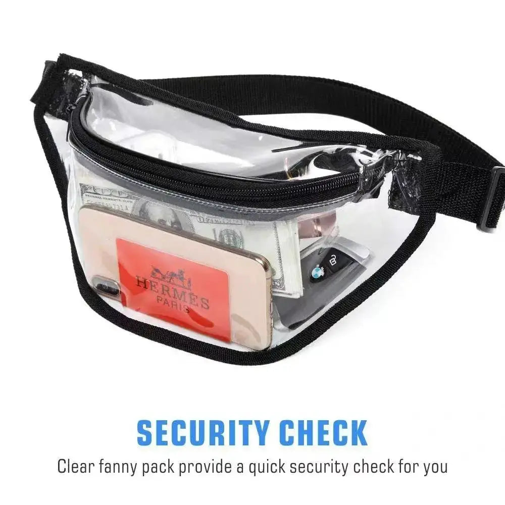 Simples Market clear PVC waterproof waist pack with phone pocket and adjustable black strap