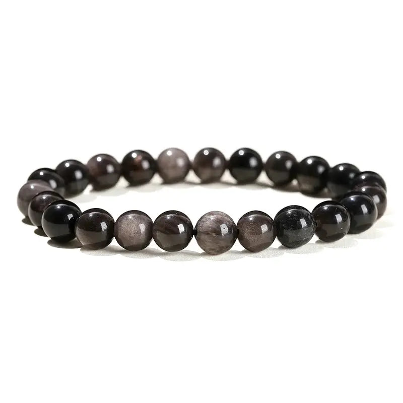 JD Natural Stone Beads Bracelet Amethyst Tiger Eye Crystal Quartz Agate Unisex Bangle Reiki Healing Jewelry Gift