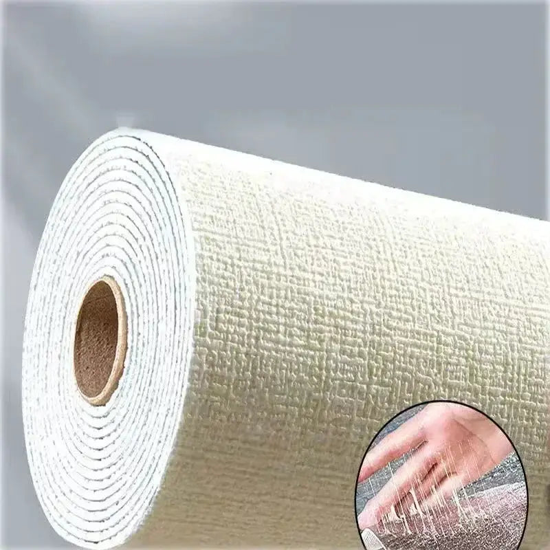 3D linen wallpaper roll by Simples Market, self-adhesive thickened PVC foam wall sticker in cream