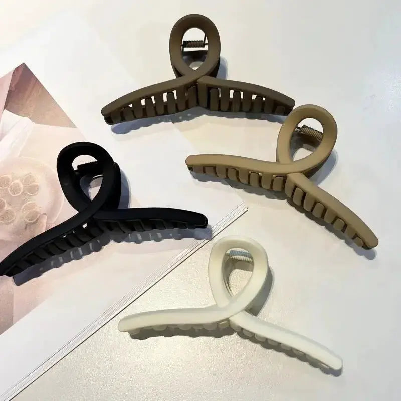 LuxeLocks Cross Matte Large Hair Claw Clips 2 Or 4 Pack For Secure Hold Women Fashion Hair Accessories