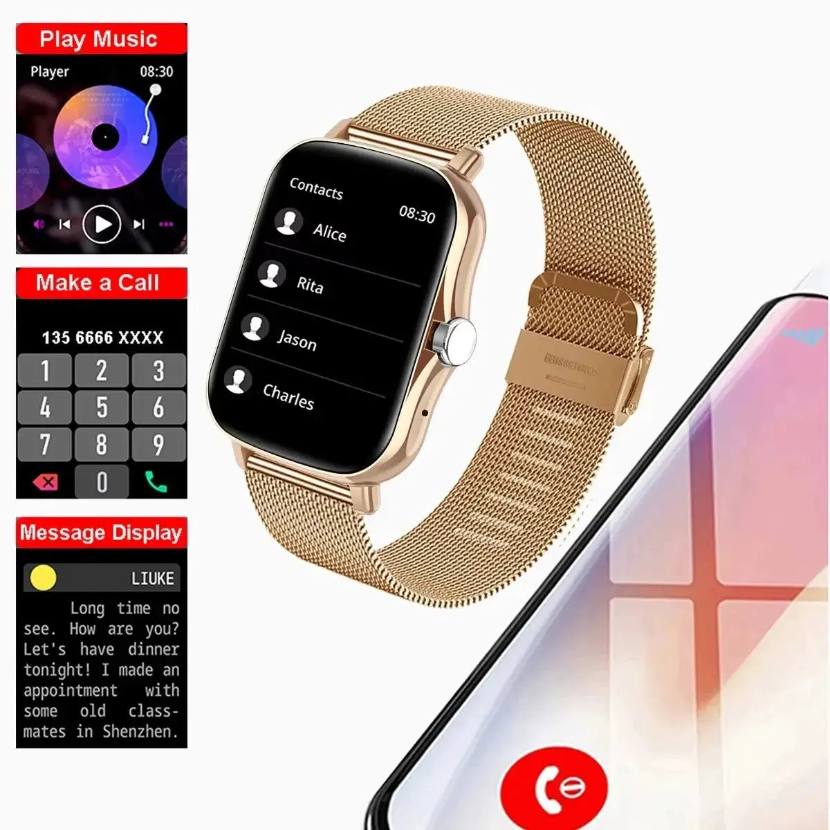 PulseTech 1.83 Inch Waterproof Smartwatch With Sleep Monitoring Pedometer Calls Alerts For IPhone And Android