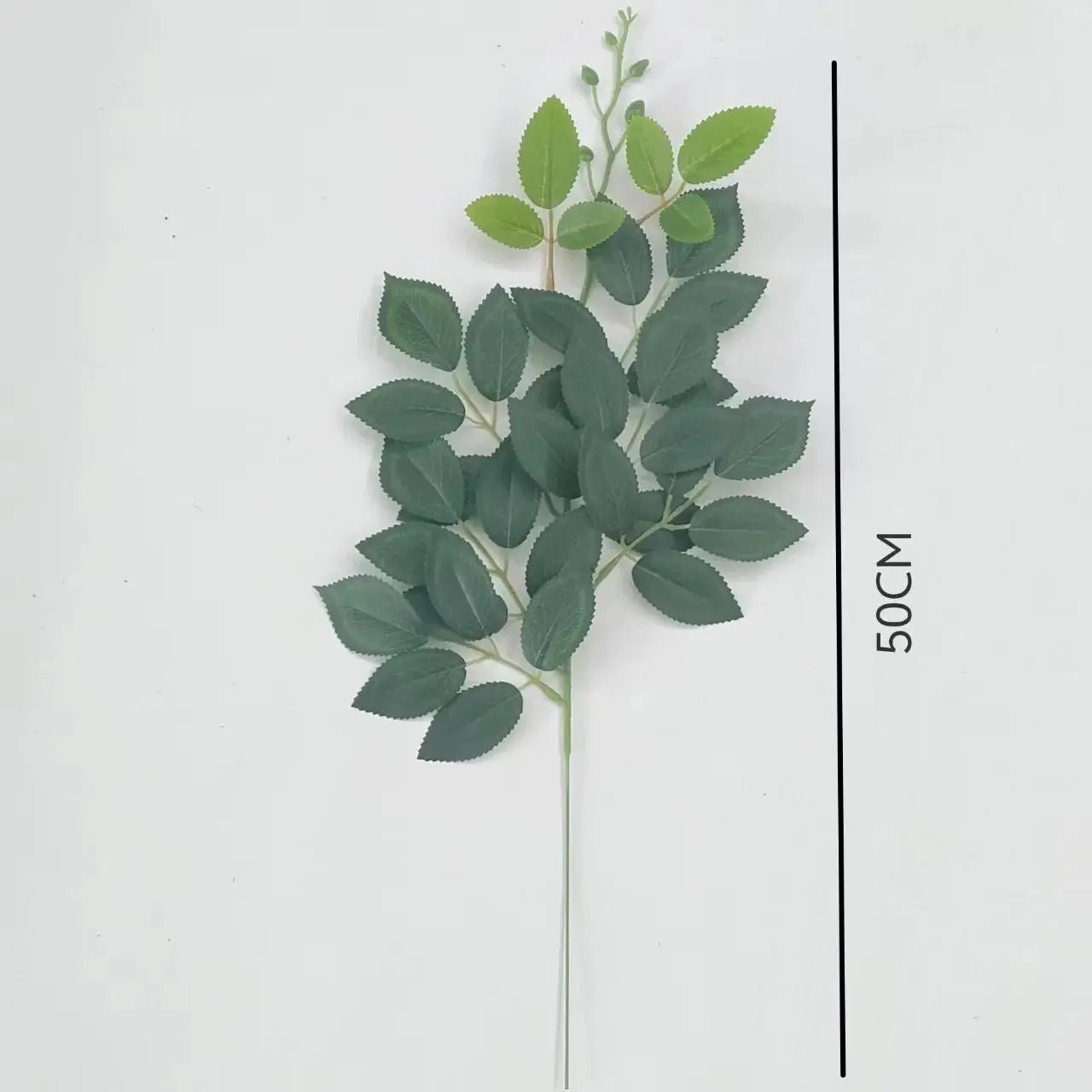 Artificial green eucalyptus leaf stem, 50 cm long faux plant for wedding and home decor