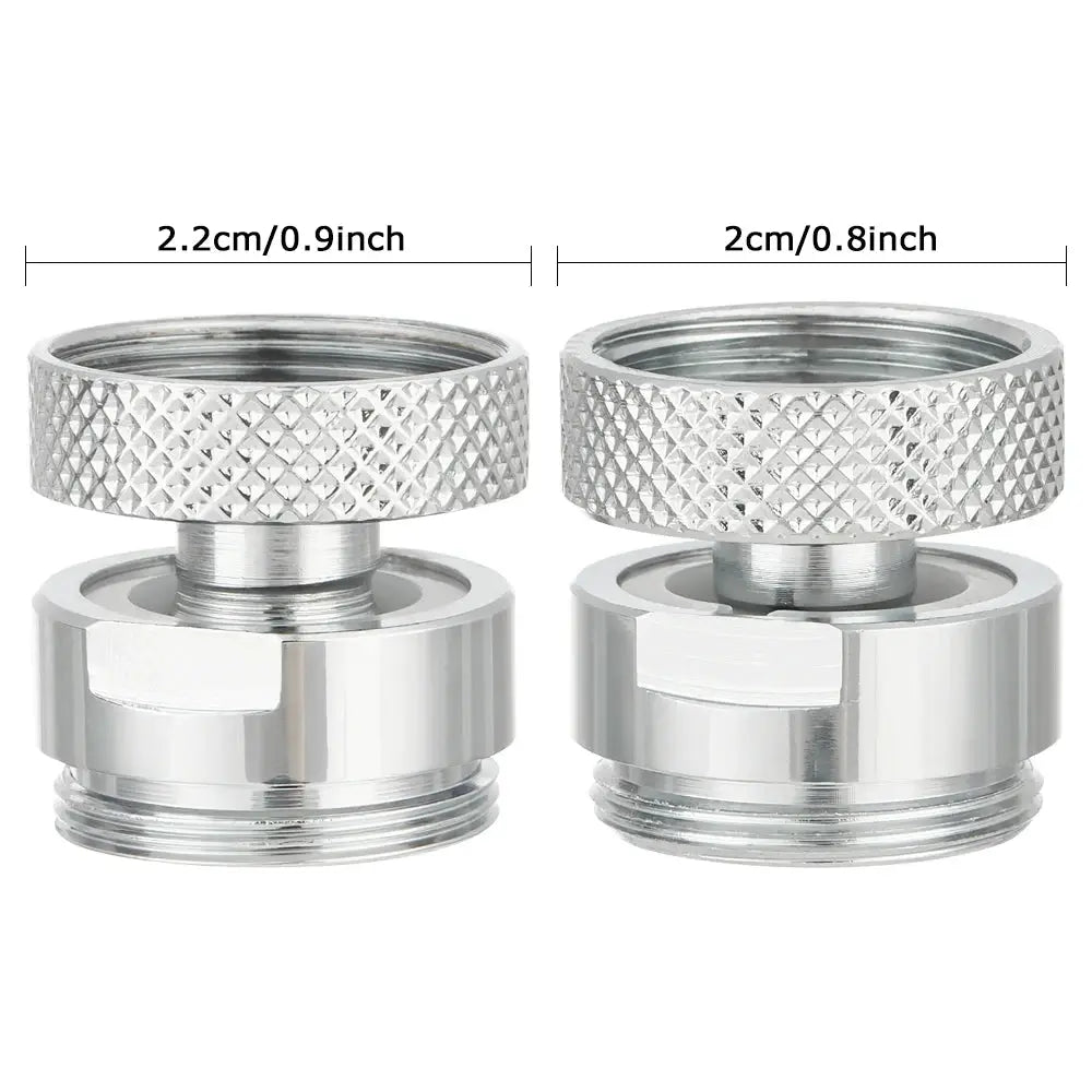 Simples Market chrome swivel aerator adapters; knurled 360-degree adjustable faucet fittings, male 22mm, set of 2