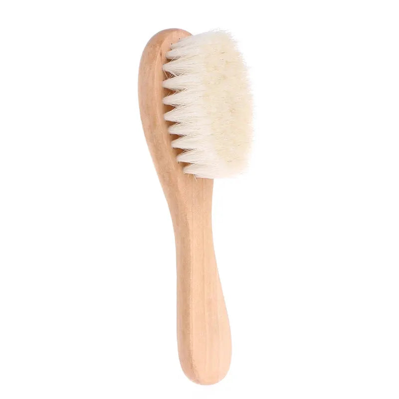 Wooden handle baby hairbrush with soft bristles for newborns by Simples Market