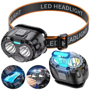 Simples Market LED headlamp, black body with orange strap
