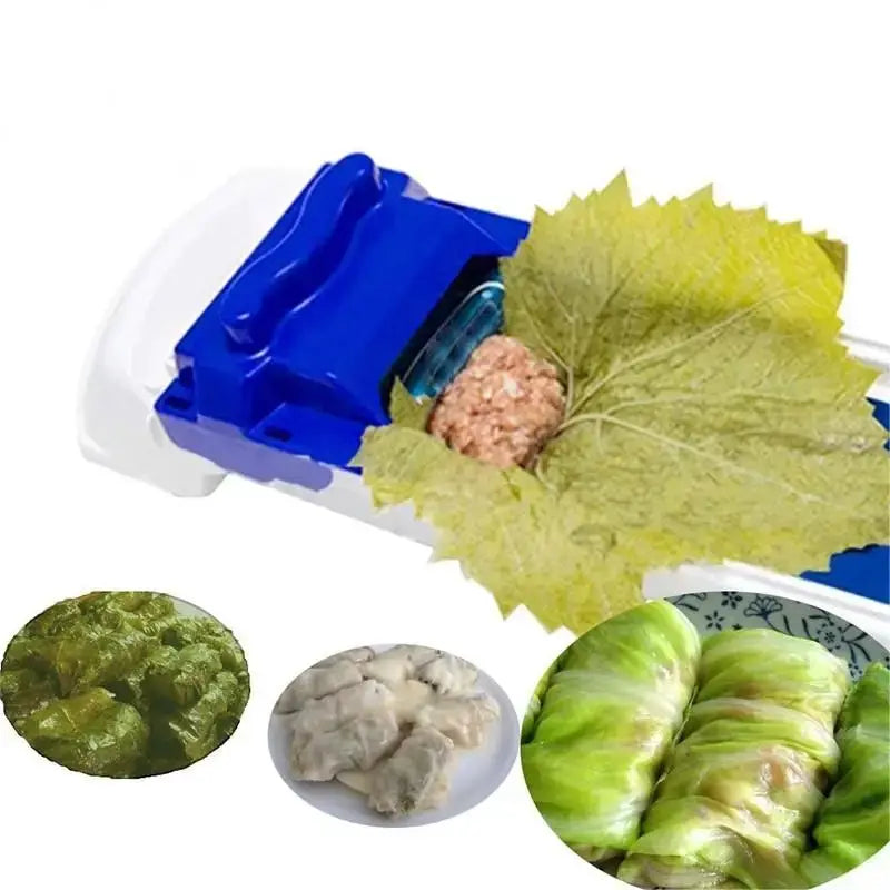 EcoChef White And Blue Vegetable Meat Rolling Machine For Grape Leaves Cabbage Rolls And Stuffed Meat Wrapping