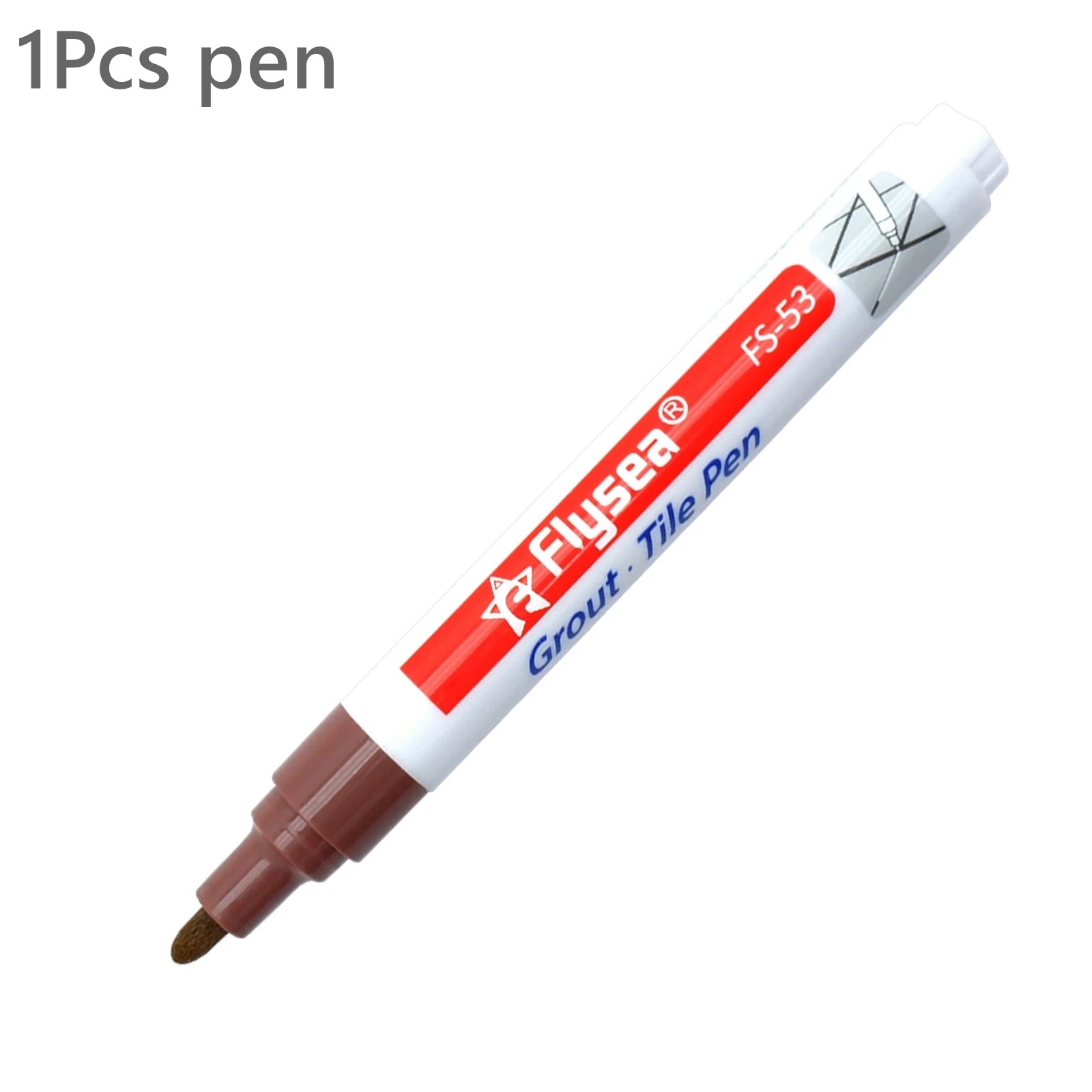 Simples Market grout pen waterproof tile marker, white body with red label and brown tip