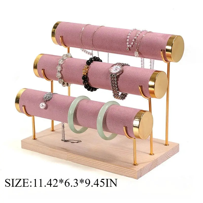 One Third Layer Wooden Jewelry Rack Bracelet Watch Holder For Women And Men Gift Packaging Display