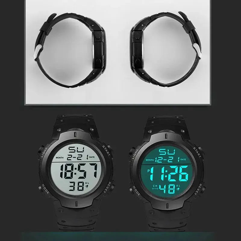 Mens Sport LED Digital Watch Multi Functional Rubber Fitness Tracker For Athletes Timekeeping Clock