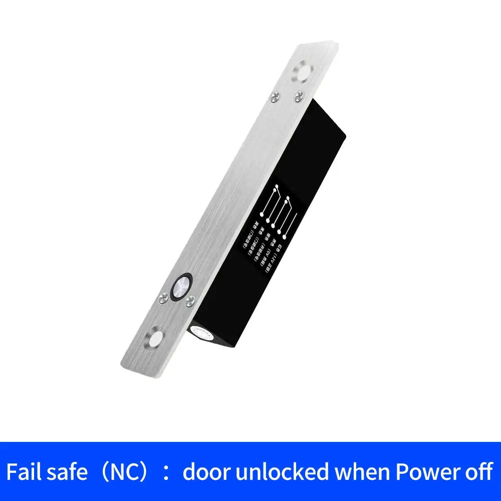 Electronic bolt lock DC12V with brushed metal strike plate; NO/NC mode for cabinet doors