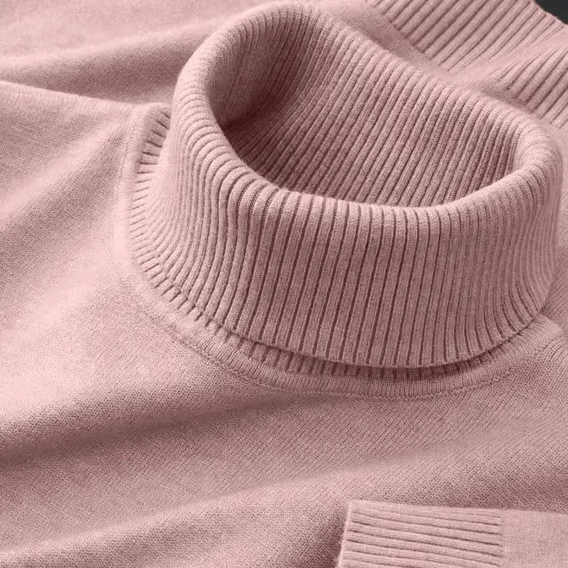 Mens Knitted Sweater Solid Color Turtleneck Pullover Breathable Warm Outdoor Streetwear For Autumn And Business Tops