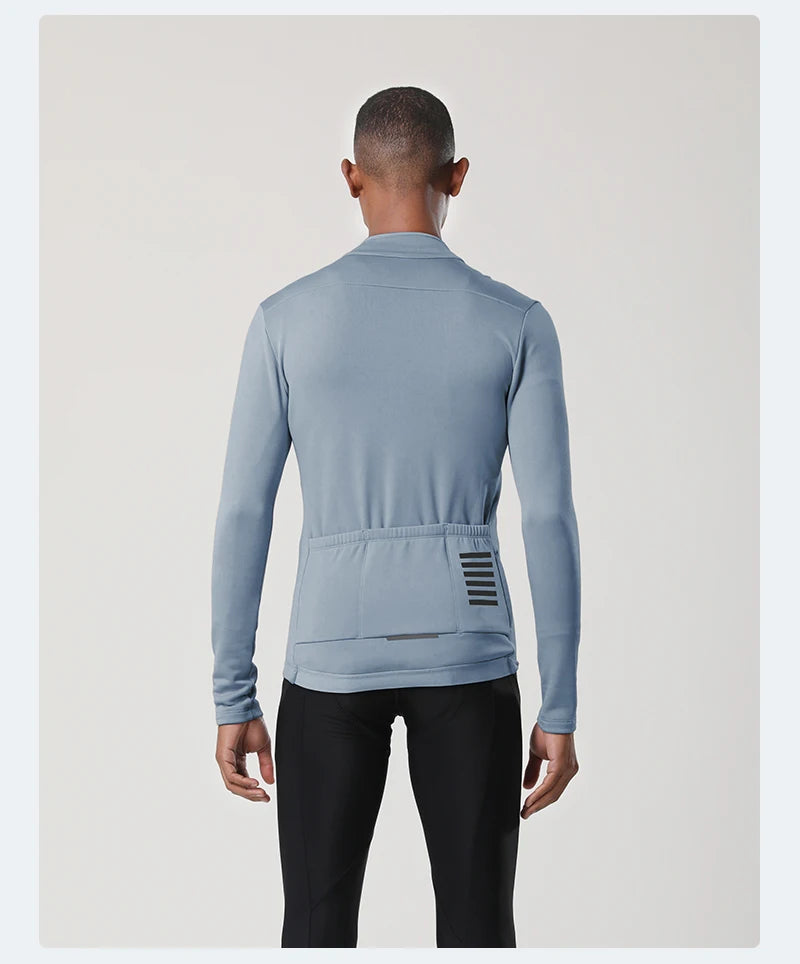 Men's Simples Market cycling jersey, light blue long-sleeve thermal fleece-lined jacket for winter cycling