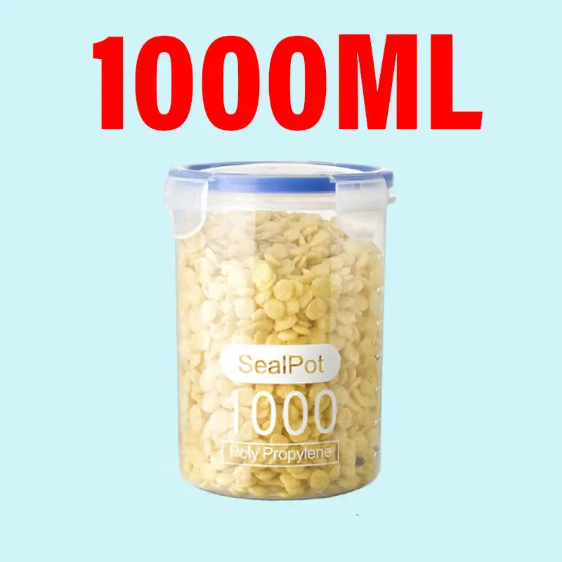 ClearSeal Plastic Sealed Storage Jar With Scale Airtight Large Capacity Container For Grains And Spices