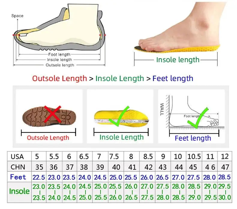 Leather men’s sneakers by Simples Market; casual breathable vulcanized footwear with USA/CHN size chart and insole length