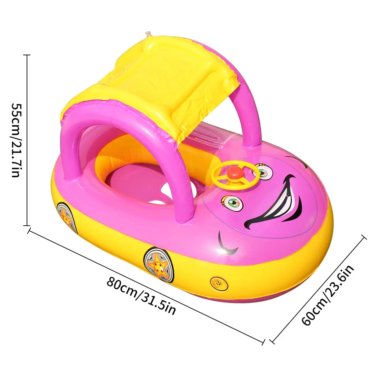 Car Shaped Toddler Pool Float For Kids Age 4 To 6 Bright Beach Toy Swim Ring Safe Durable