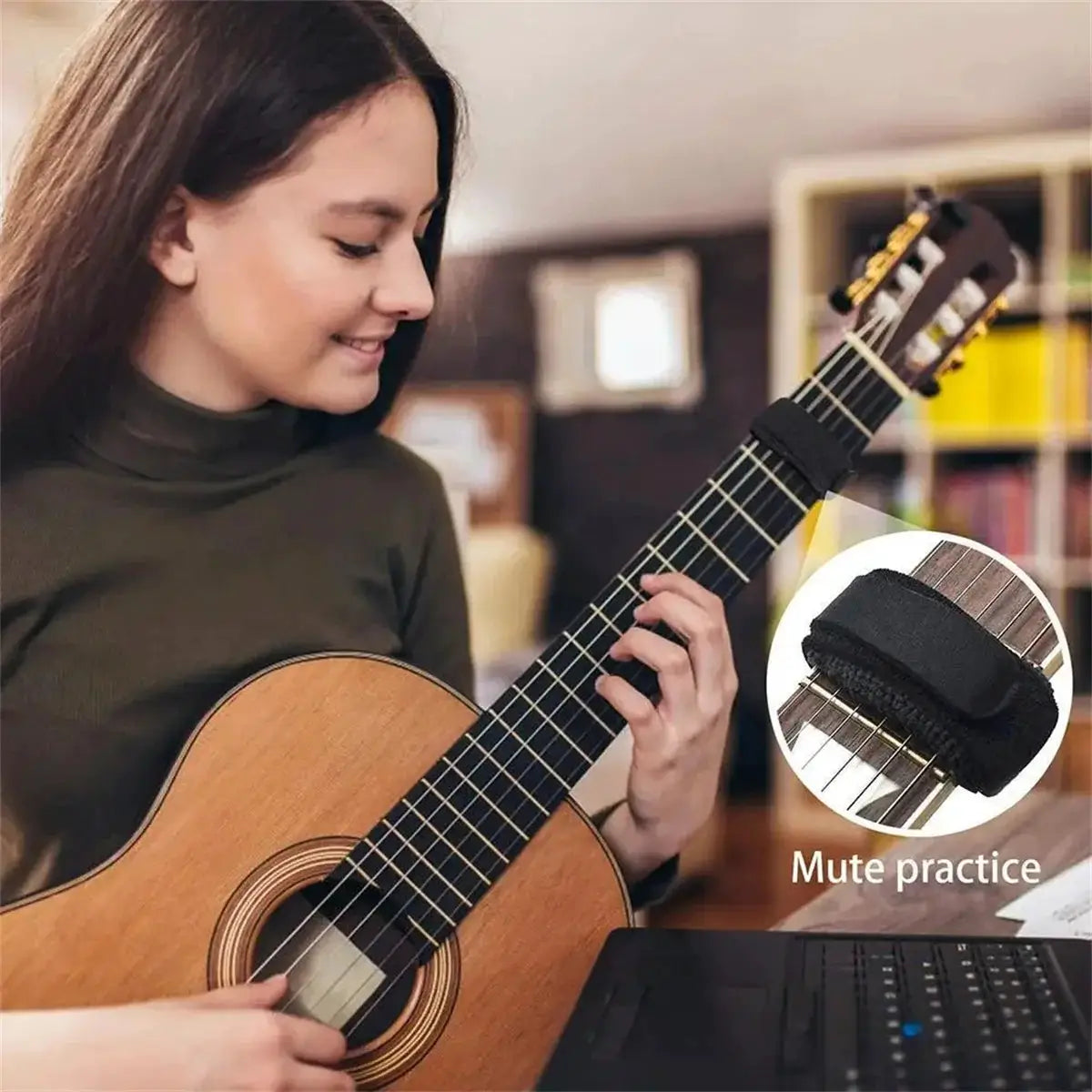 Miwayer Guitar Fret Strings Mute Noise Damper Mute Wraps Black for Guitars Bass and Ukulele