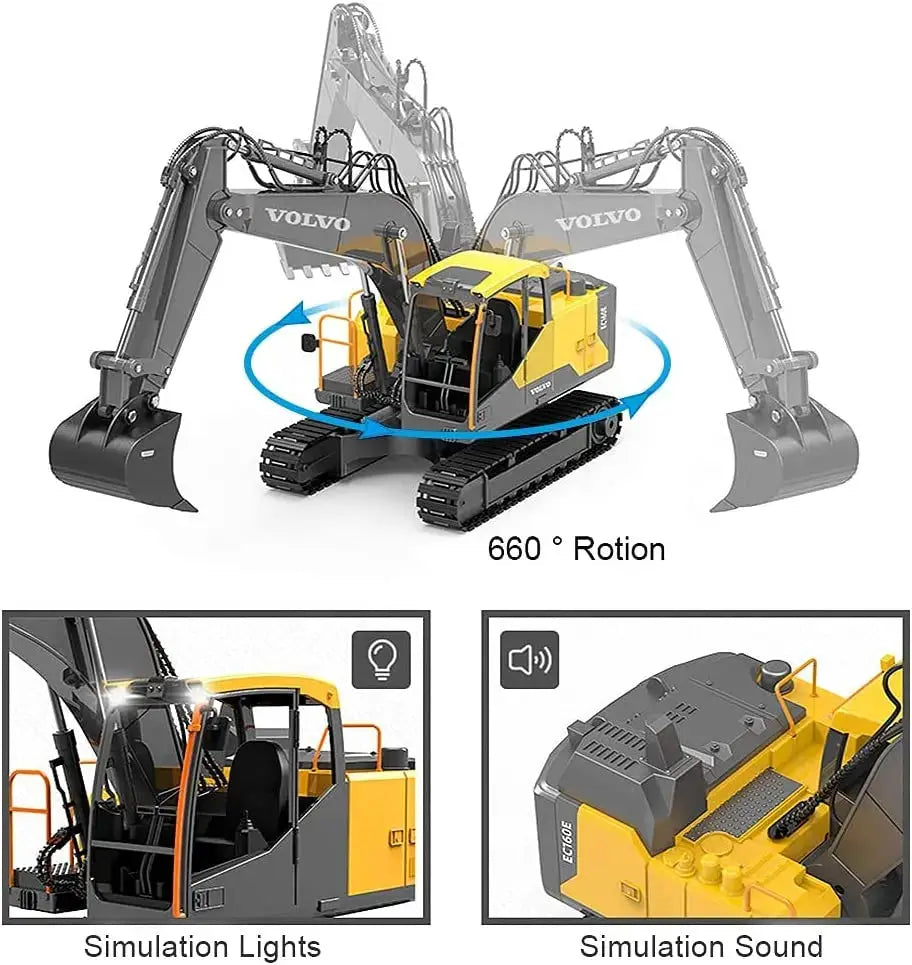 Double E E568 RC Excavator One Sixteenth Scale 17 Channel Crawler Truck Alloy Digger Remote Controlled Vehicle Gift