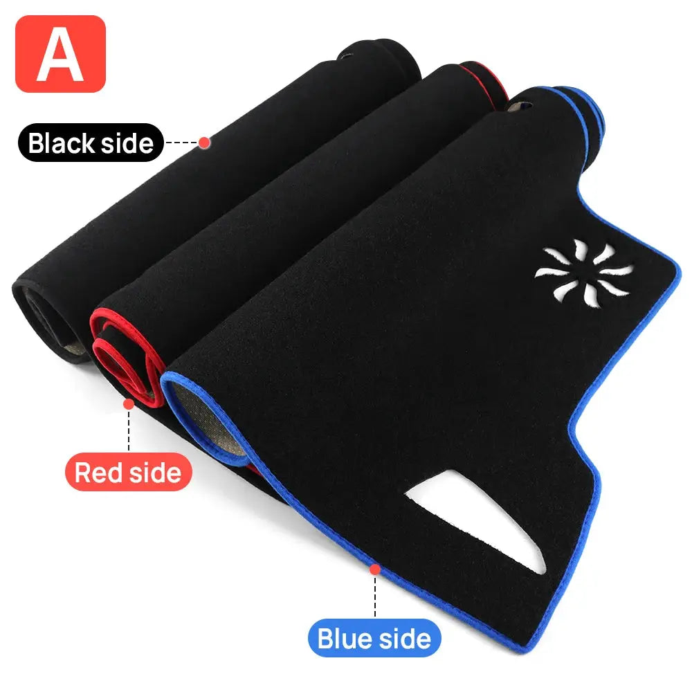 Dashboard sun shade cover set for Toyota Corolla E210, 3-piece, black with blue and red edging by Simples Market