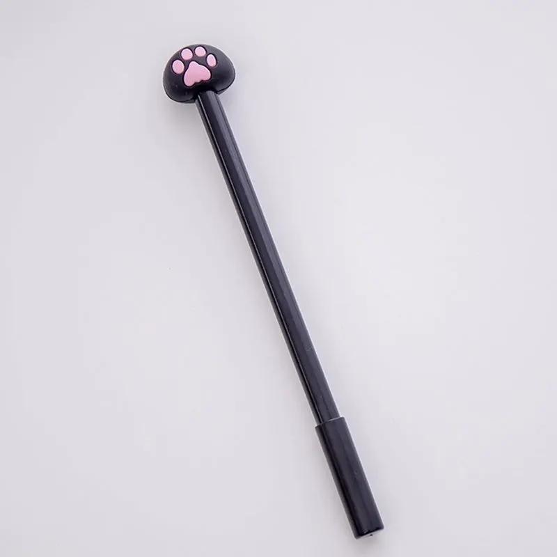Cat gel signature pen (10pcs) by Simples Market with black ink and pink paw-print topper