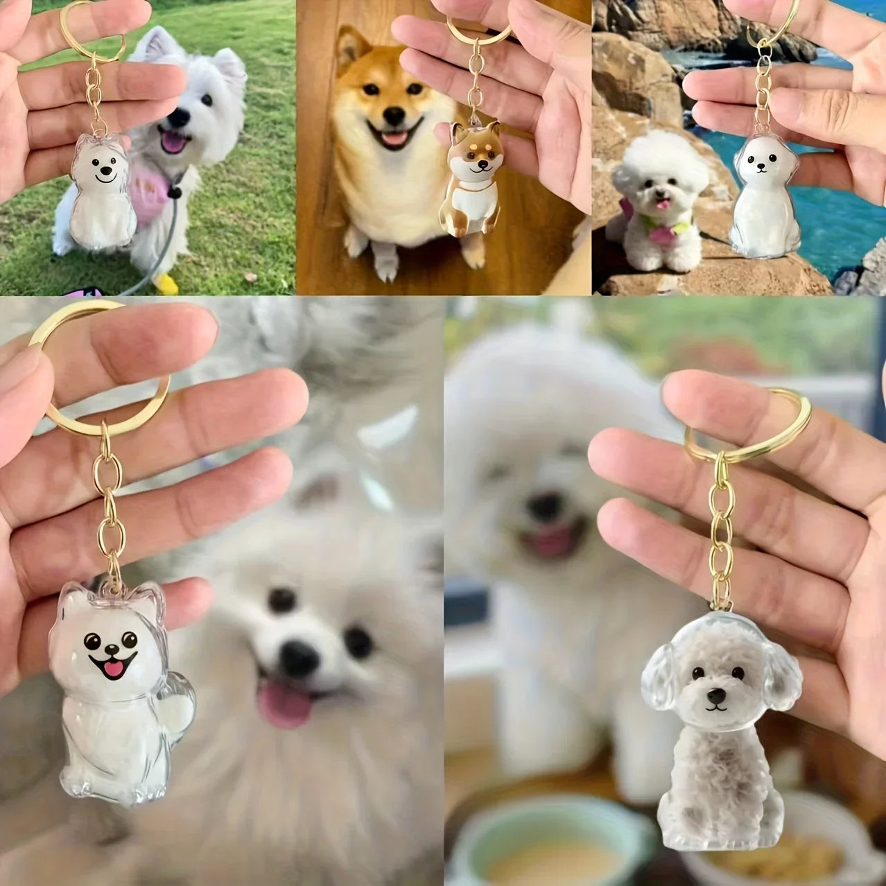 Transparent Dog Hair Storage Container Keepsake Capsule Pendant With Key Ring Pet Memorial Keychain