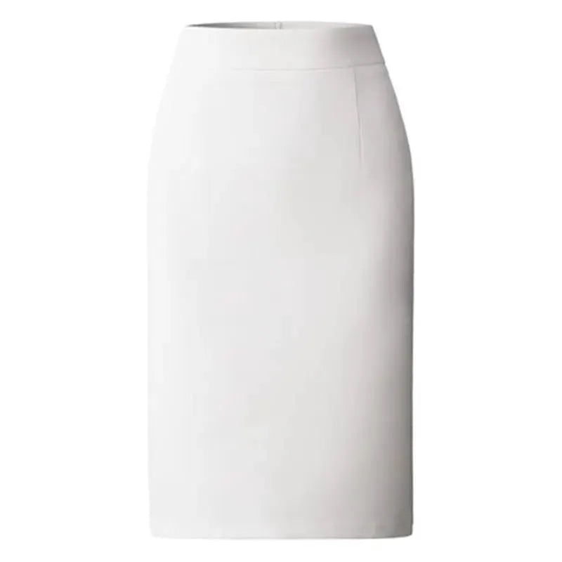 Pencil skirt, Simples Market white high-waisted midi office wear, solid color