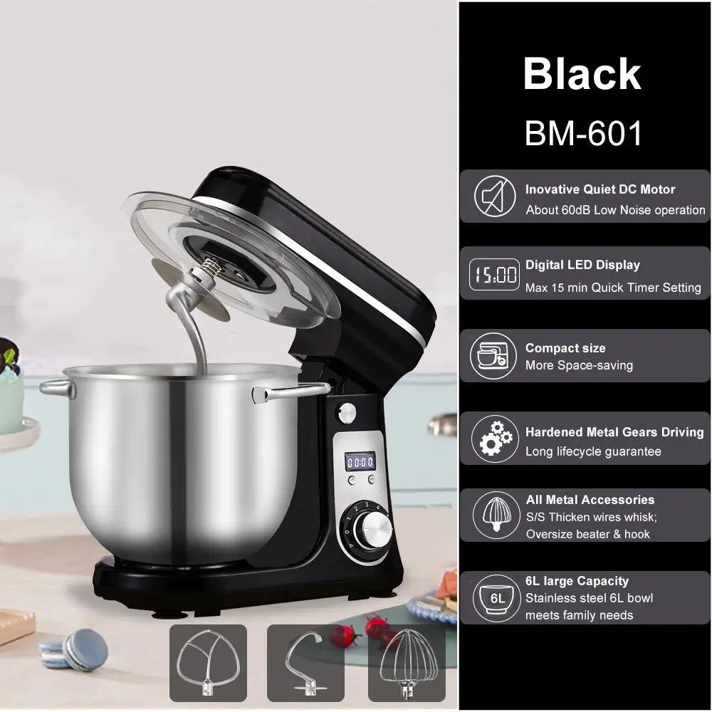 Biolomix Kitchen Stand Mixer 6 Speed 1200W 6L Dough Hook Wire Whip