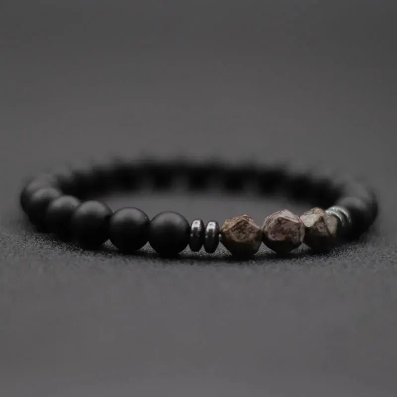 Men's Beaded Stone Bracelet Natural Black Onyx Tiger Eye Sodalite Irregular Beads Unisex Jewelry - Simples Market