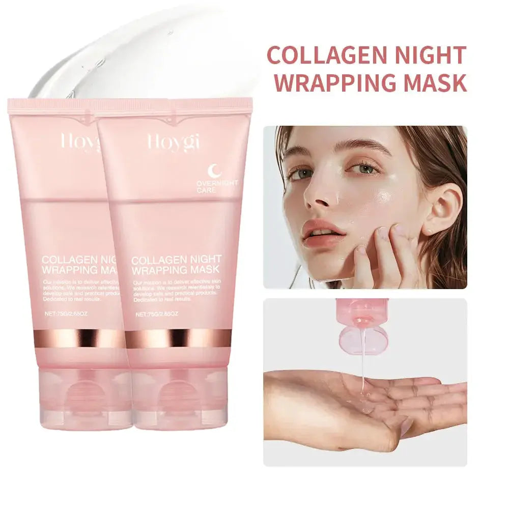 Glow Collagen Overnight Wrapping Peel Off Facial Mask Set For Deep Hydration And Replenishes Collagen While You Sleep
