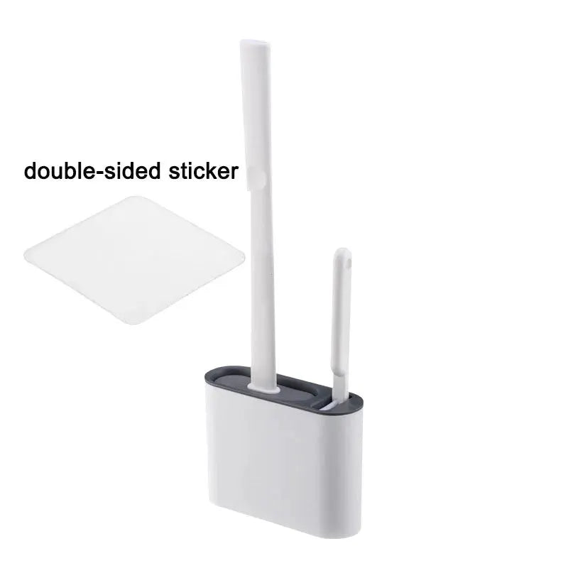 CleanNest Wall Hanging Toilet Brush With Holder Long Handle Silicone Brush Soft Bristles For Rim Cleaning