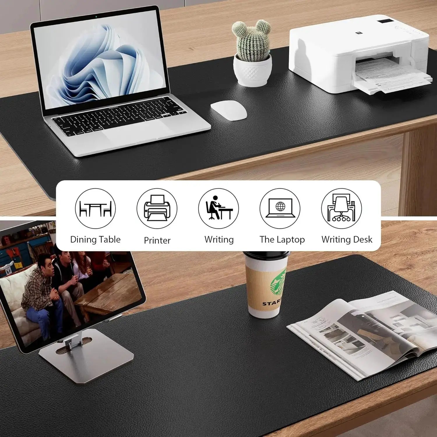 Large Waterproof PU Leather Desk Mat And Mouse Pad For Home Office Gaming Desk Pad With Non Slip Backing