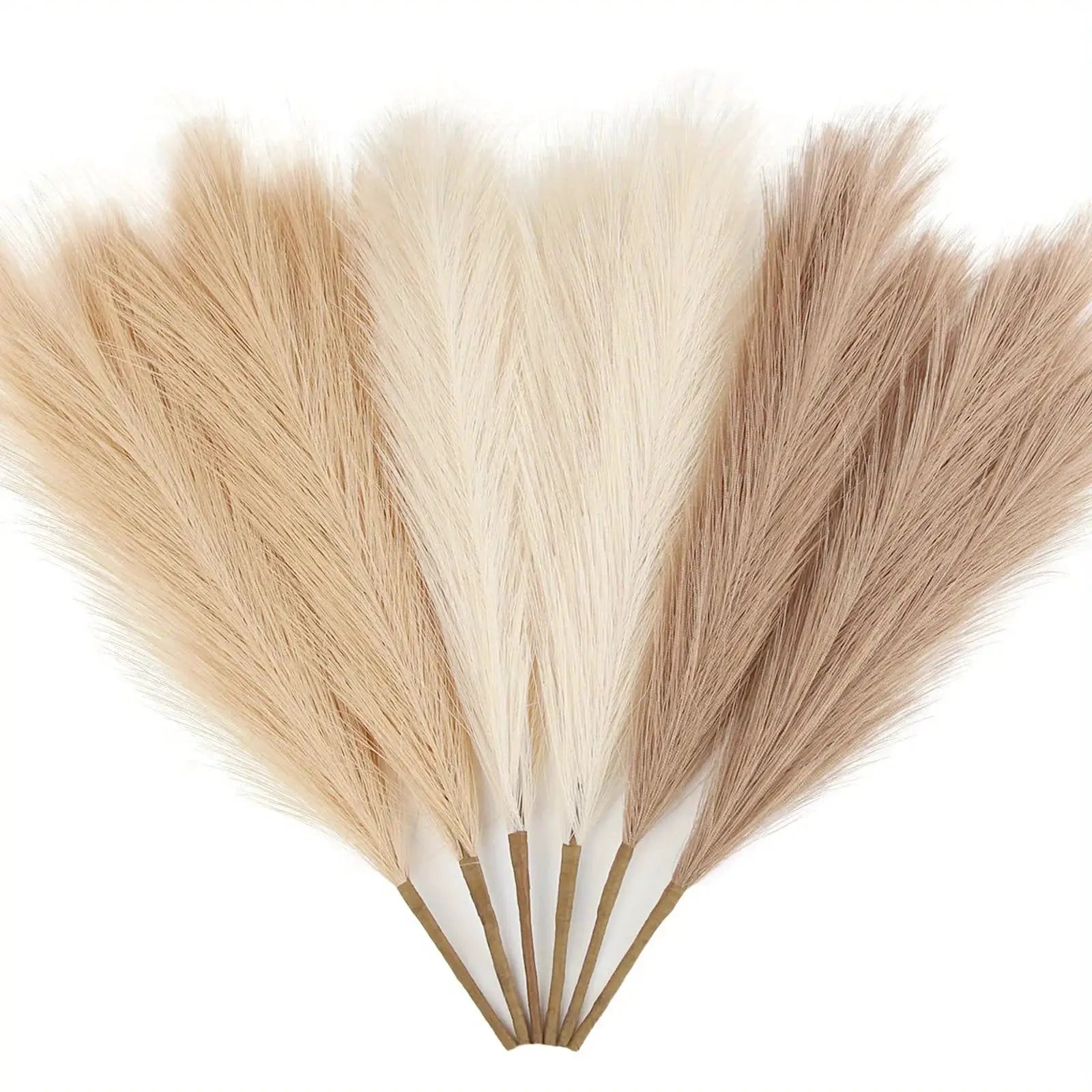 6pcs artificial pampas grass stems in cream to beige tones for DIY floral arrangements