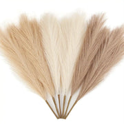 6pcs artificial pampas grass stems in cream to beige tones for DIY floral arrangements