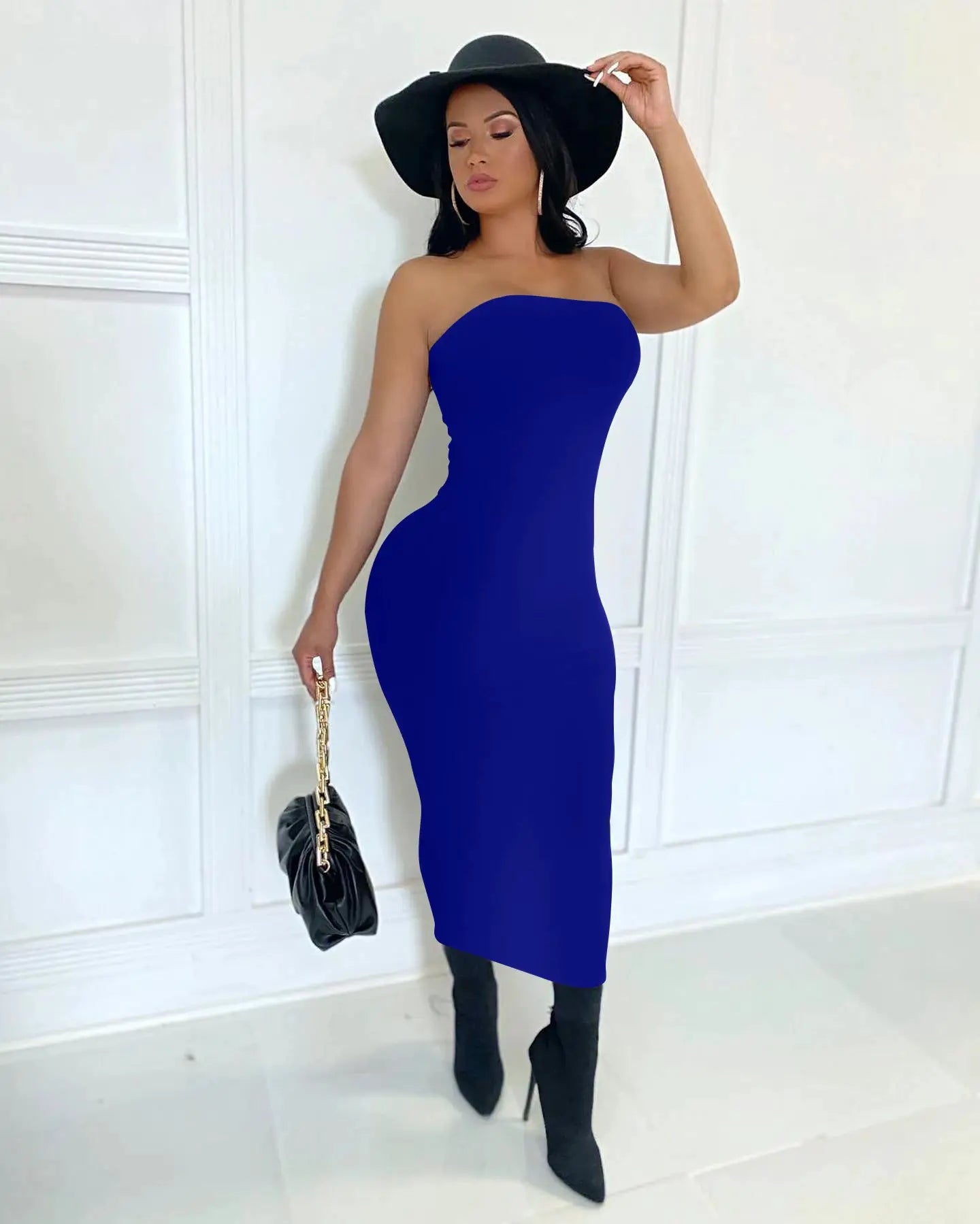 SeaBella Summer Sleeveless Chest Wrap Long Beach Dress Elegant Flattering Fit With Stretch Knit