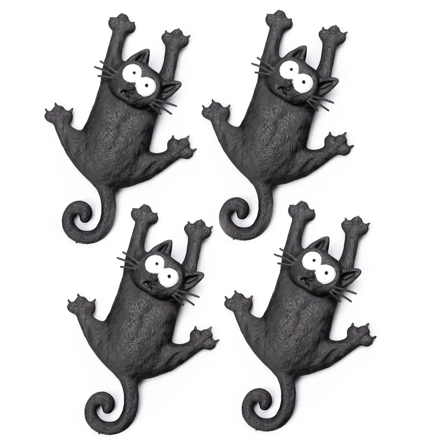 Hang in There Fridge Cat magnetic refrigerator magnets; set of six black cats with white eyes by Simples Market