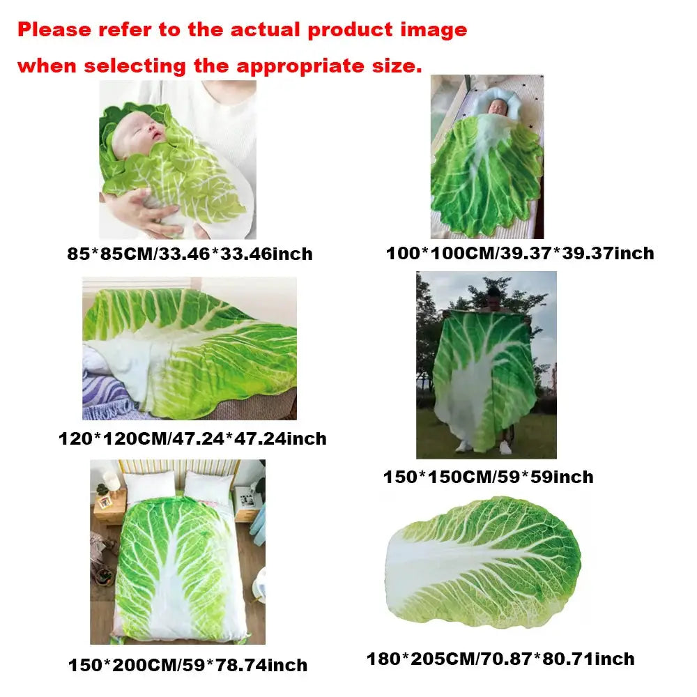 Double Sided Flannel Throw Blanket With Cabbage Pattern For Living Room Home Decor Sofa Cozy Warm