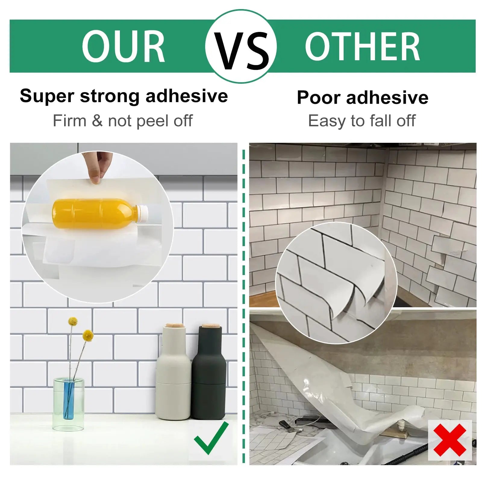 Simples Market 5/10 sheets waterproof peel-and-stick backsplash tiles in white brick pattern for kitchen and bathroom