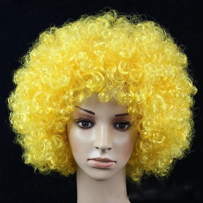 Cosplay wig by Simples Market: yellow curly afro-style synthetic hair