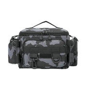 Black Fishing Tackle Shoulder Bag Storage Waist Bag with Fishing Rod Holder Outdoor Sports Bag - Simples Market