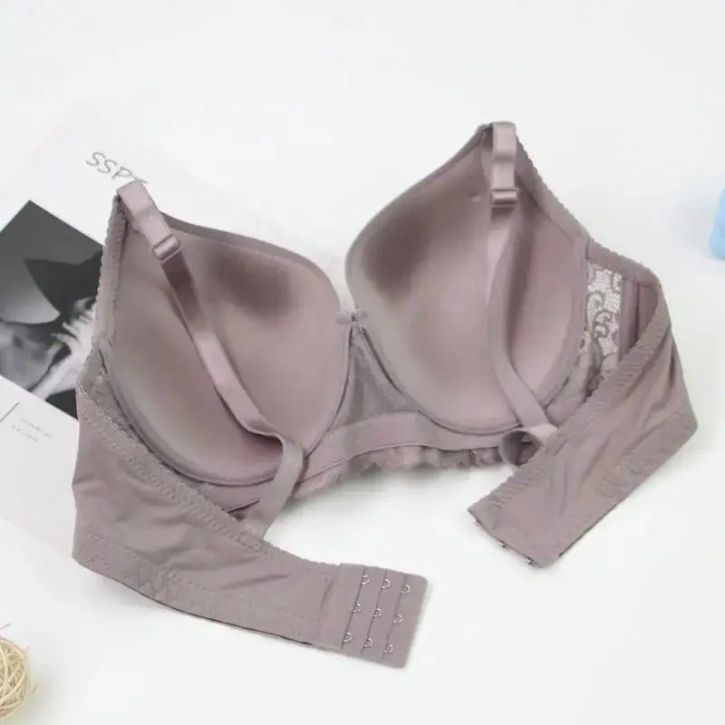 Simples Market women's push-up bra in taupe with lace side panels