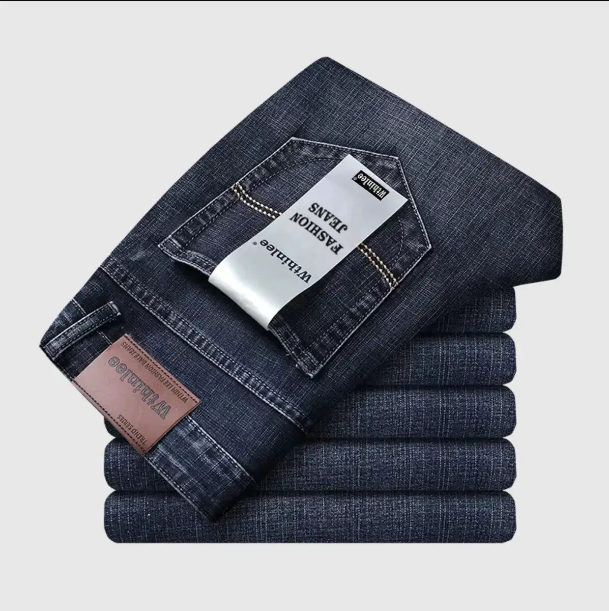 Wthinlee men's dark blue denim jeans, straight-stretch fit by Simples Market
