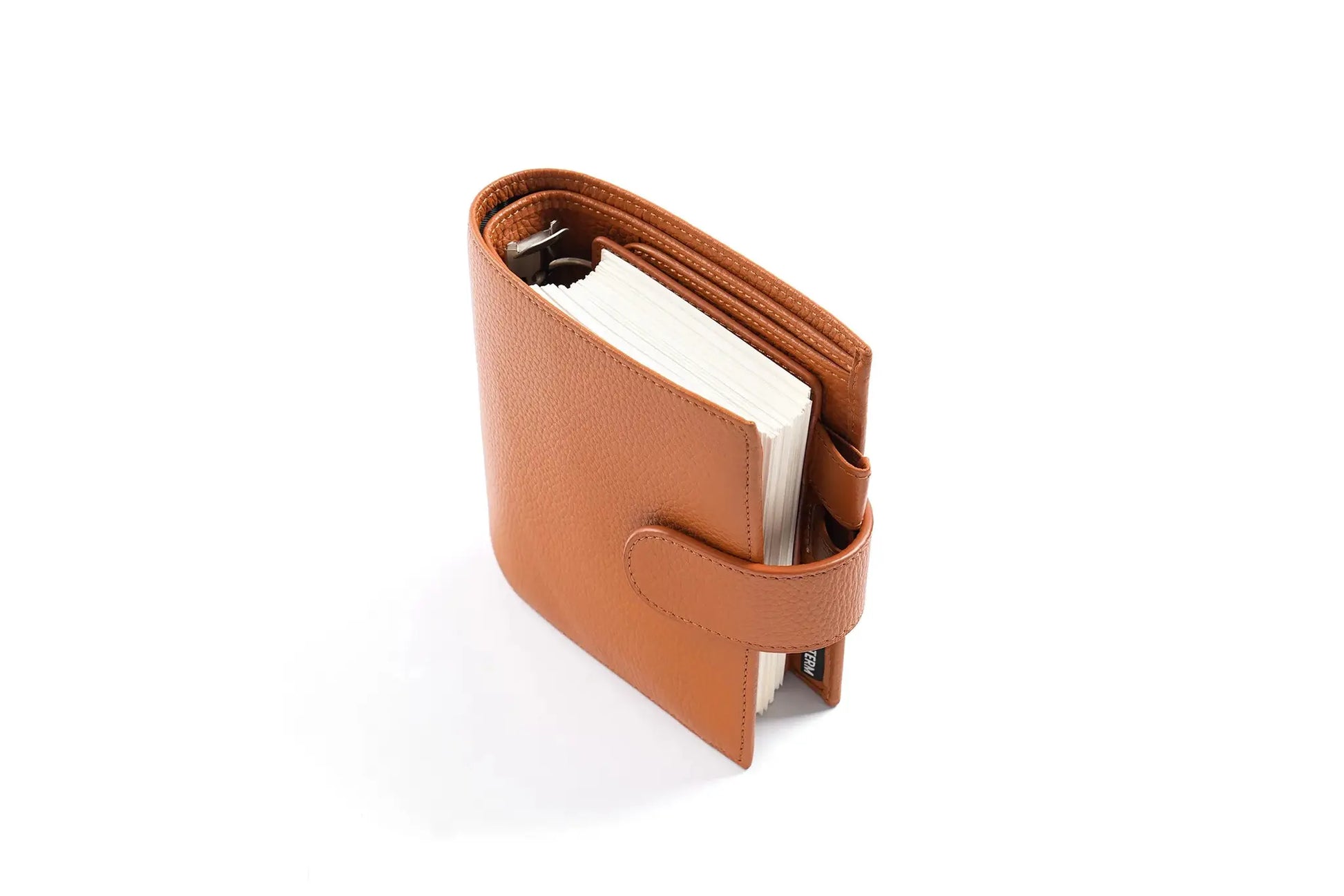 Moterm Luxe 2.0 pocket-size A7 planner in pebbled brown leather with 30mm rings