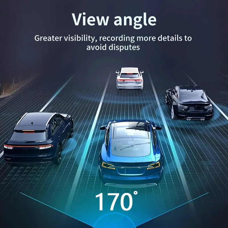 1080P dual-camera dash cam with front & interior views, 170° wide angle, IR night vision, Simples Market