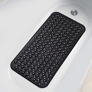 Bath mat PVC non-slip with suction cups and drain holes, black, 38×70 cm (15×27.6 in)