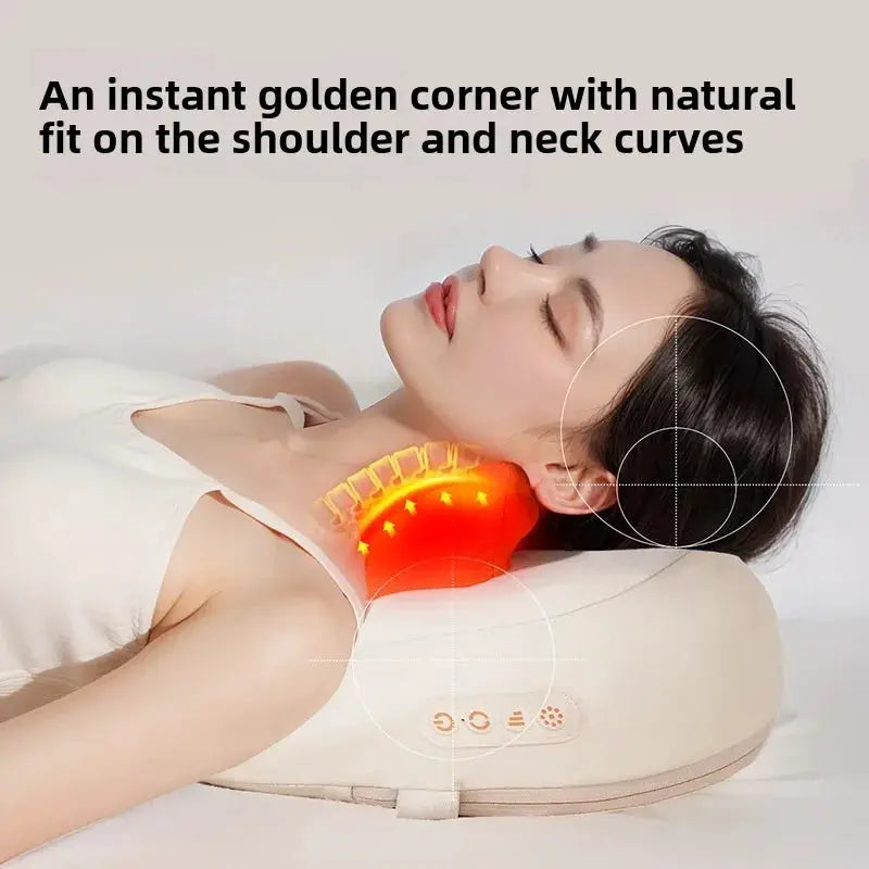 JAIYORL Trapezius Electric Massage Pillow; wireless neck and shoulder massager with heat, beige by Simples Market