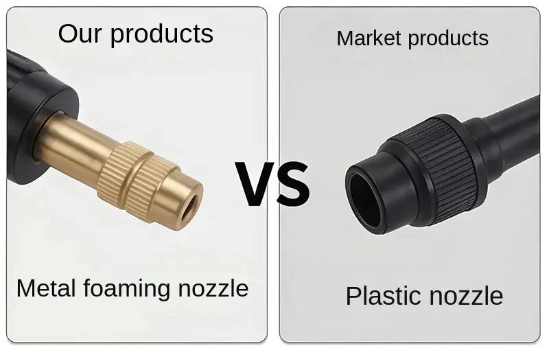 Car wash spray bottle 1.5L by Simples Market, metal foaming nozzle vs plastic nozzle (two nozzles)