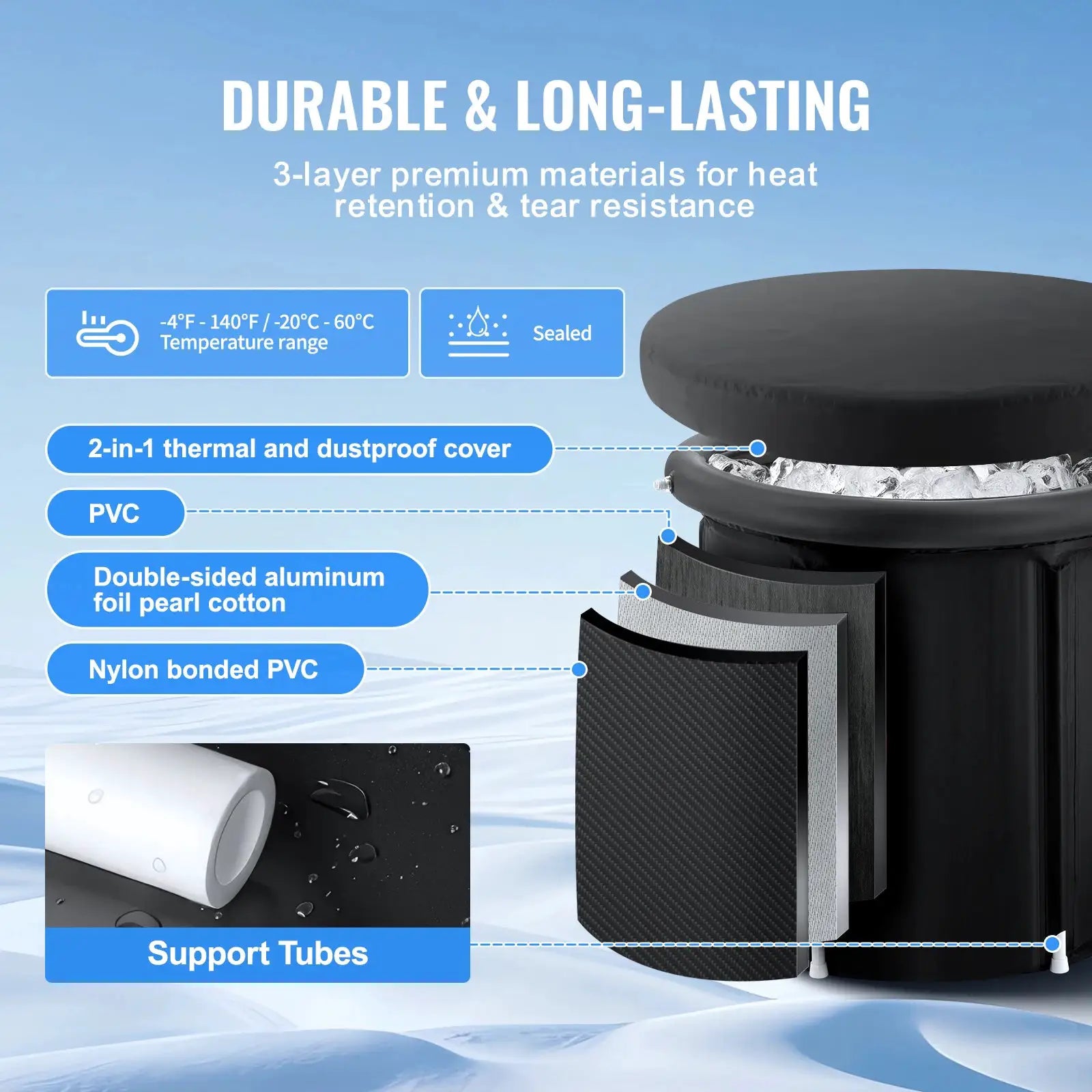 SucceBuy Ice Bath Tub For Athletes Portable Cold Water Therapy Plunge Pool Inflatable Ice Bath