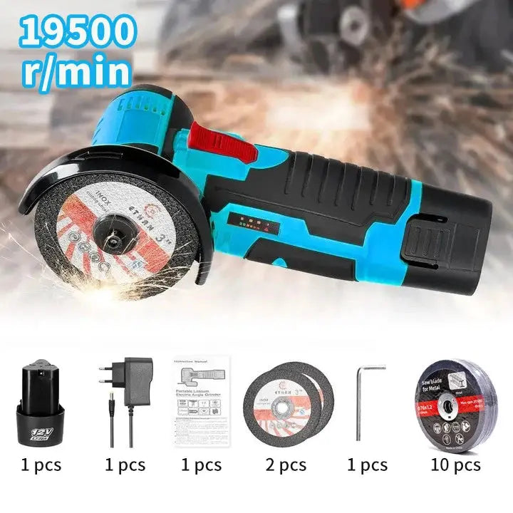 HiLDA 12V 3 Inch Lithium Electric Angle Grinder Portable Mini Handheld Cutting And Polishing Tool
