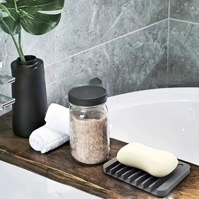 SmartChoice Silicone Self Draining Soap Holder Non Slip Countertop For Kitchen And Bathroom