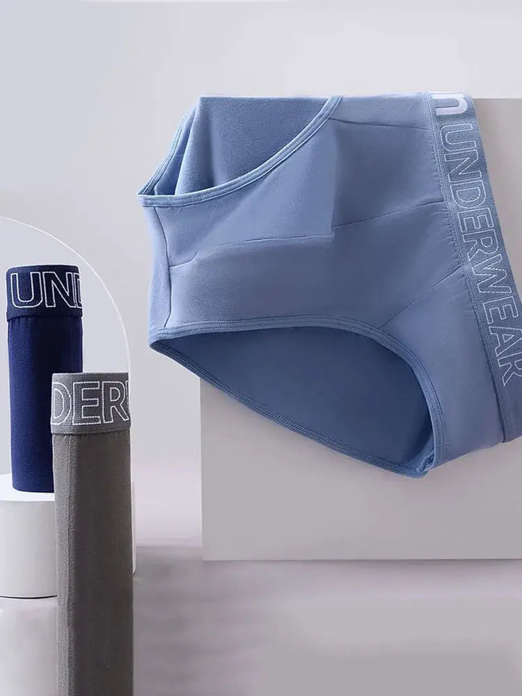Men's briefs underwear 3-pack in blue, navy and gray with elastic waistband