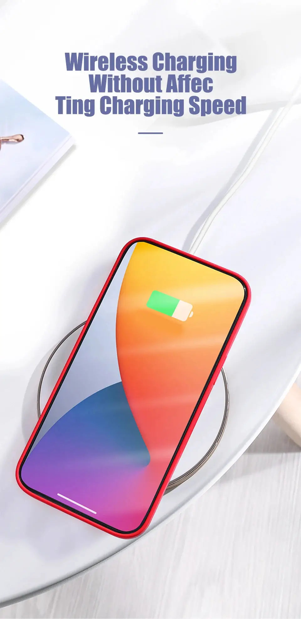 Simples Market red liquid silicone iPhone case; wireless charging compatible, shockproof